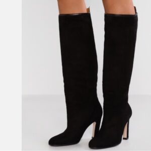 Stuart Weitzman Black Suede Knee-High Boots